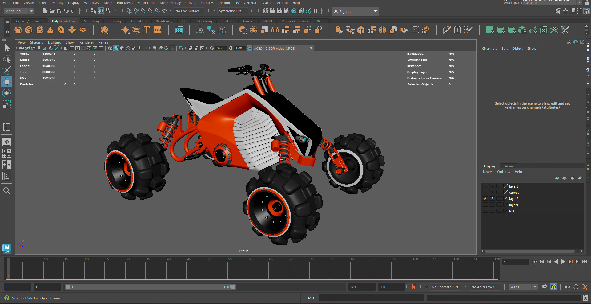 Futuristic Off-Road Quad Bike 3D model_9