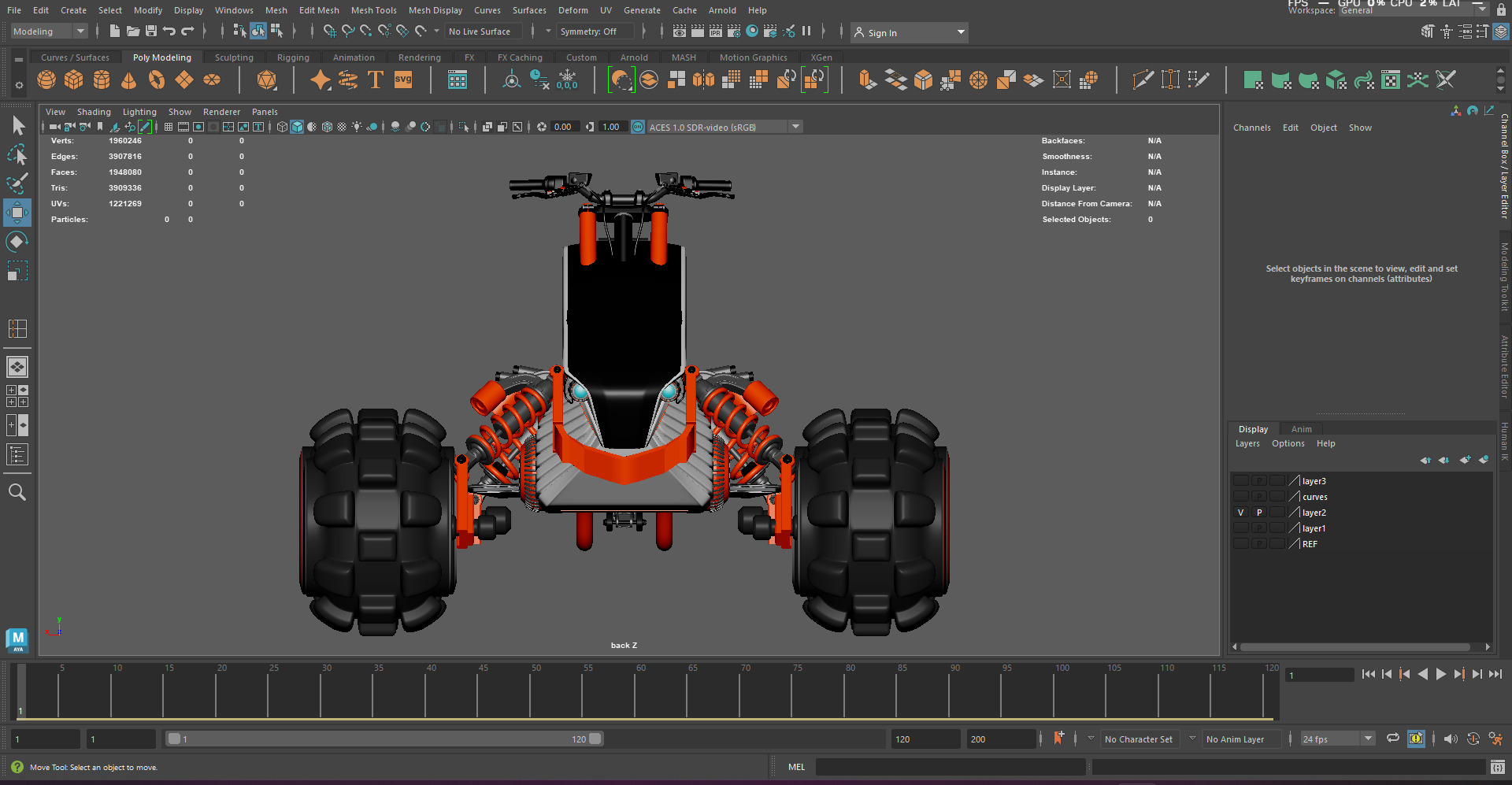 Futuristic Off-Road Quad Bike 3D model_5