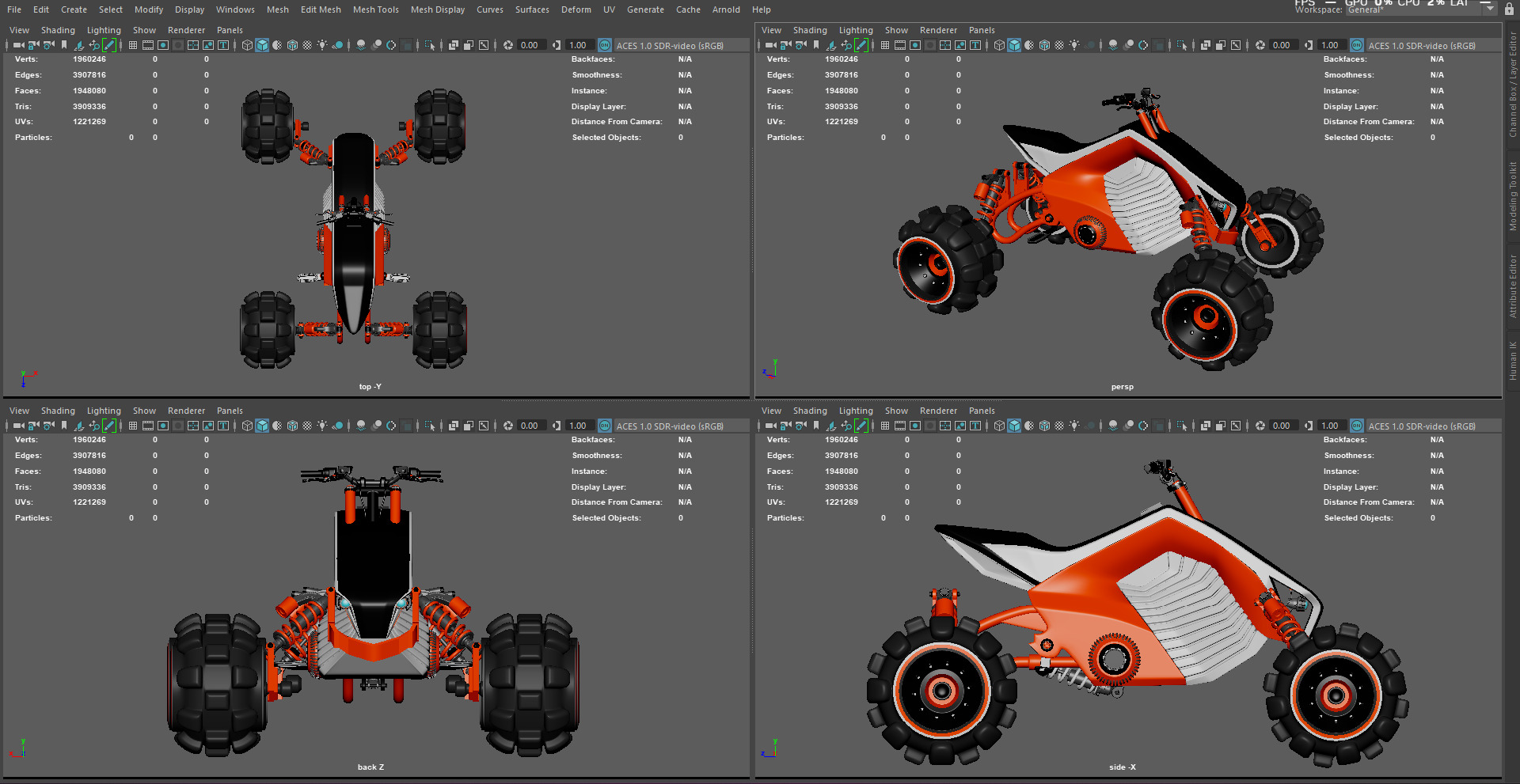 Futuristic Off-Road Quad Bike 3D model_4