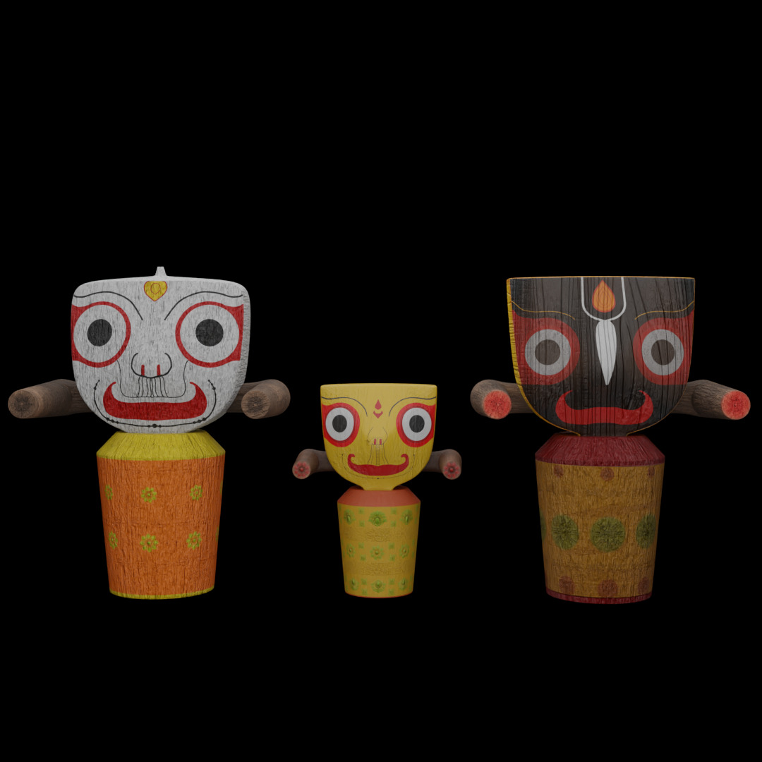 Lord Jagganath Low-poly 3D model_4