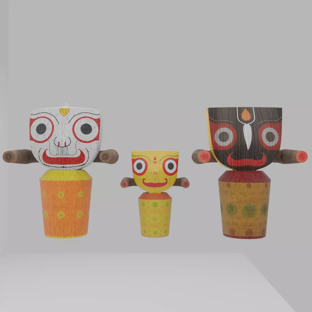 Lord Jagganath Low-poly 3D model_0