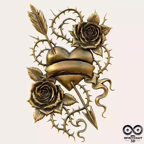 Thorns of Love  Eternal Passion Relief for Print and CNC