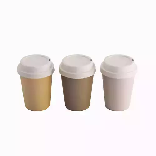 Plastic Coffee Cup Set Low-poly 3D model