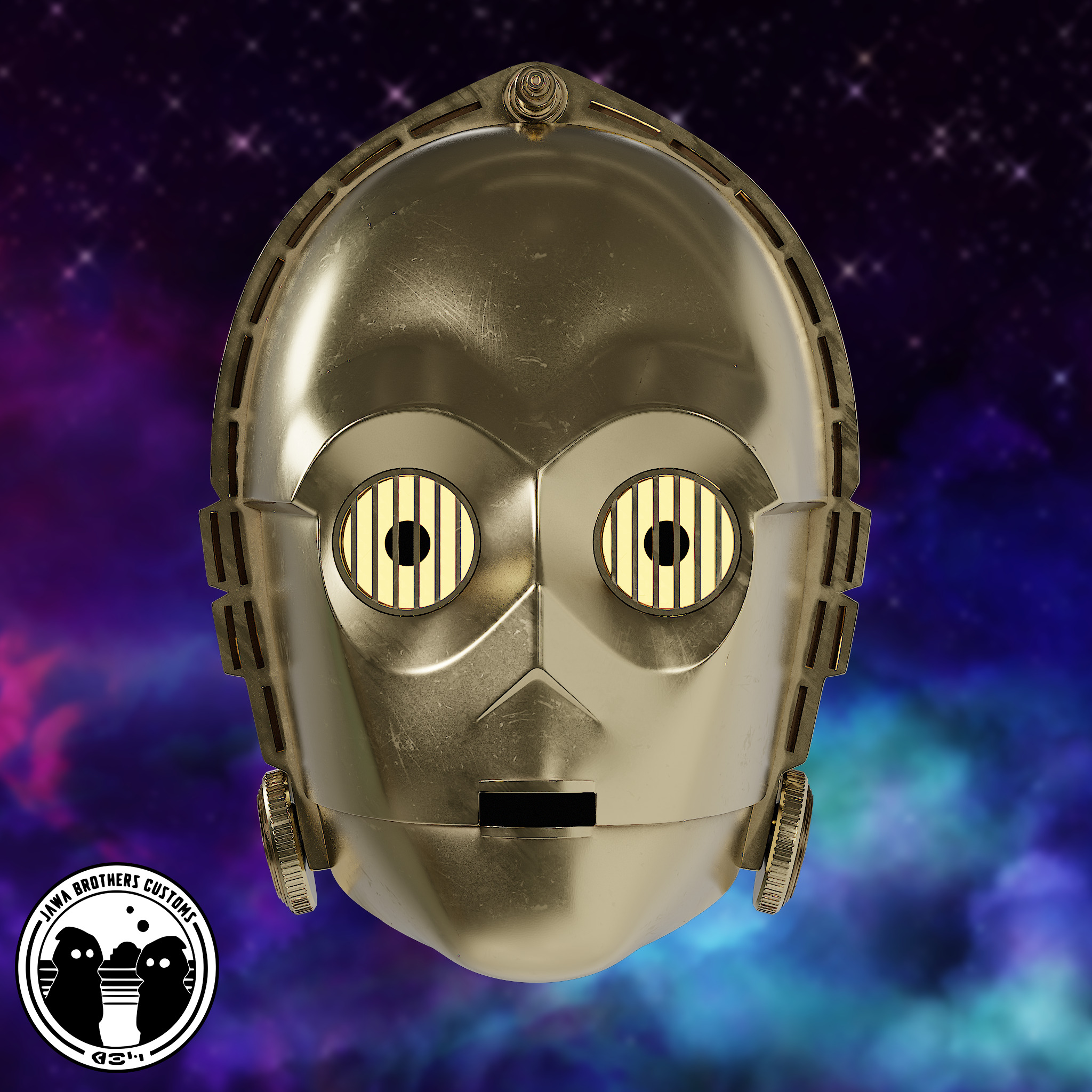 C3PO Helmet STL 3D print model_5