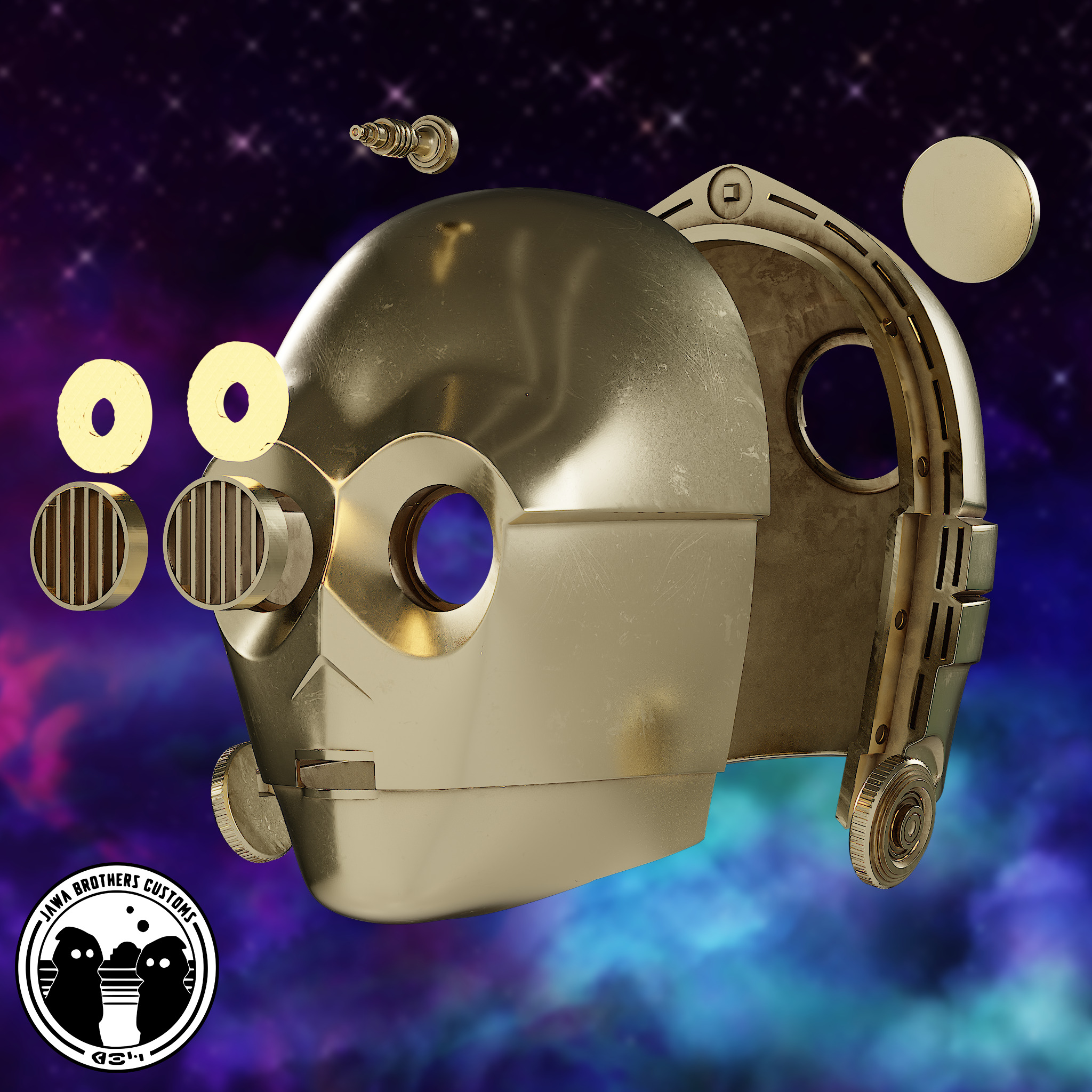 C3PO Helmet STL 3D print model_3