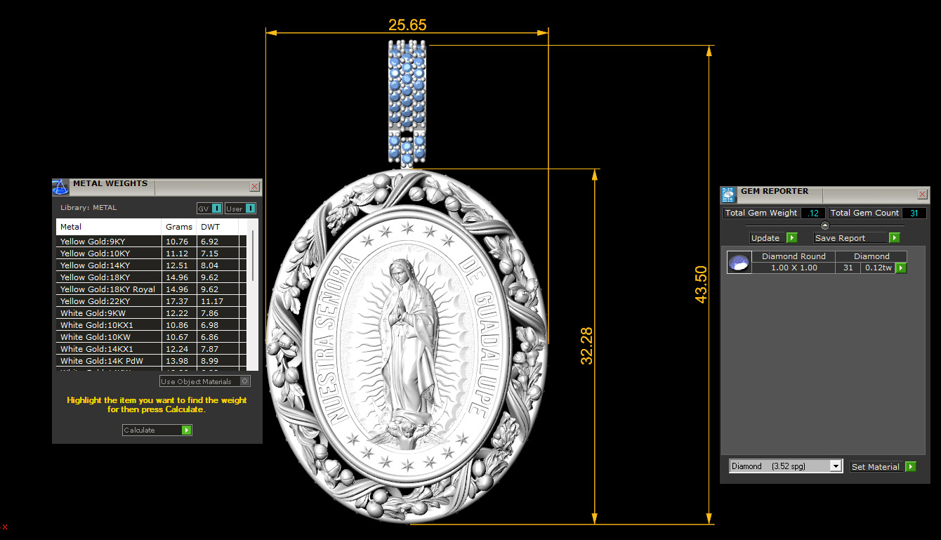 Virgen de Guadalupe Lady Pendant 3D Print Model 3D print model_6