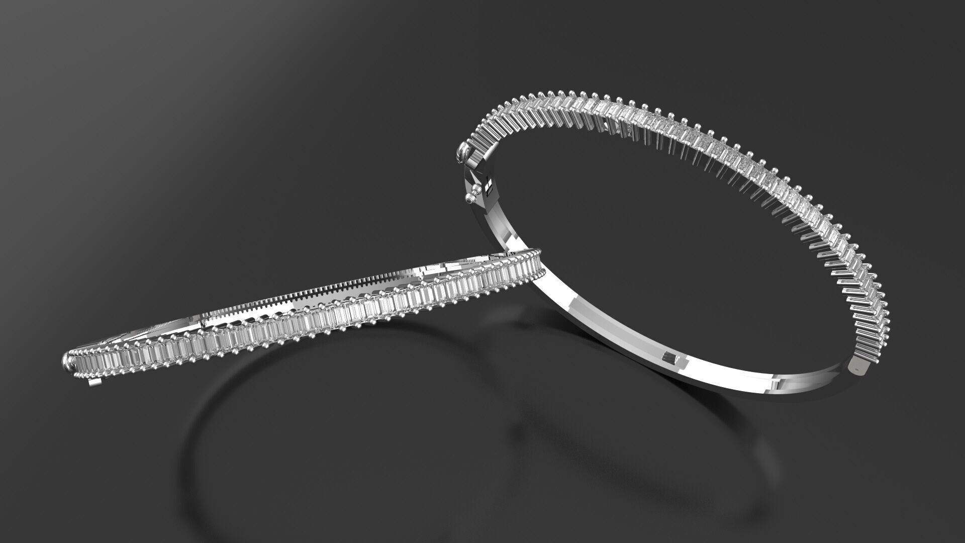 Baquette Diamond Unisex Bangle  3D print model_1