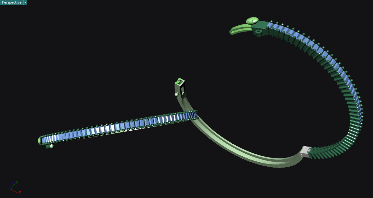 Baquette Diamond Unisex Bangle  3D print model_8