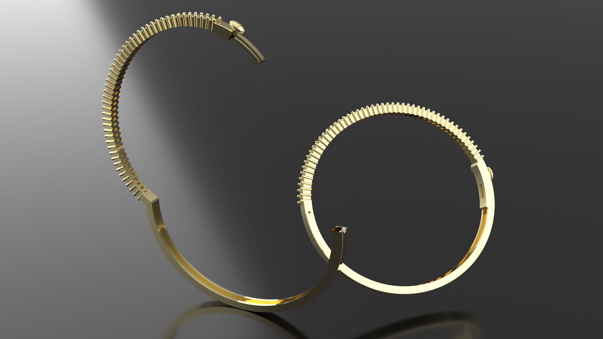 Baquette Diamond Unisex Bangle  3D print model_4