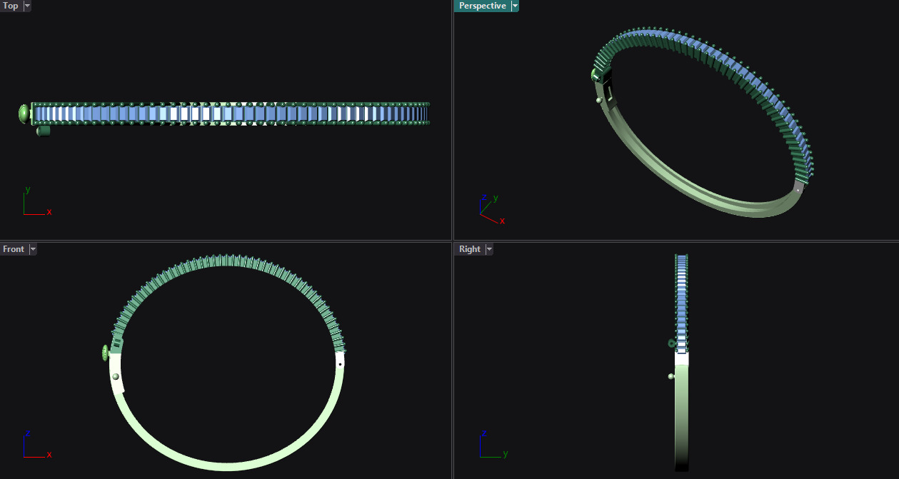 Baquette Diamond Unisex Bangle  3D print model_7