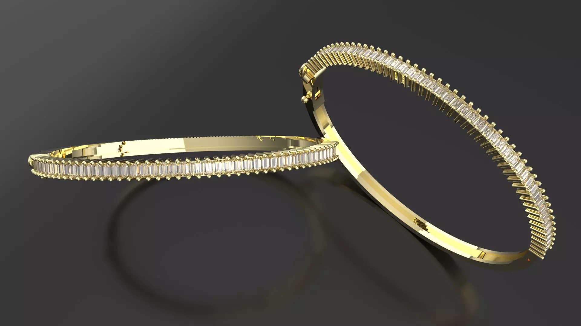 Baquette Diamond Unisex Bangle  3D print model_0