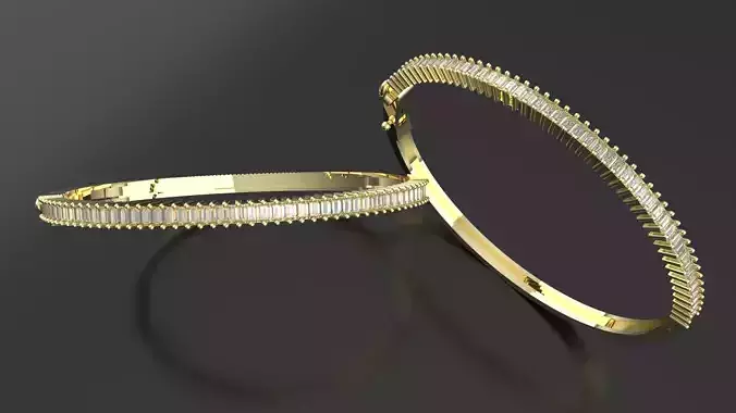 Baquette Diamond Unisex Bangle  3D print model