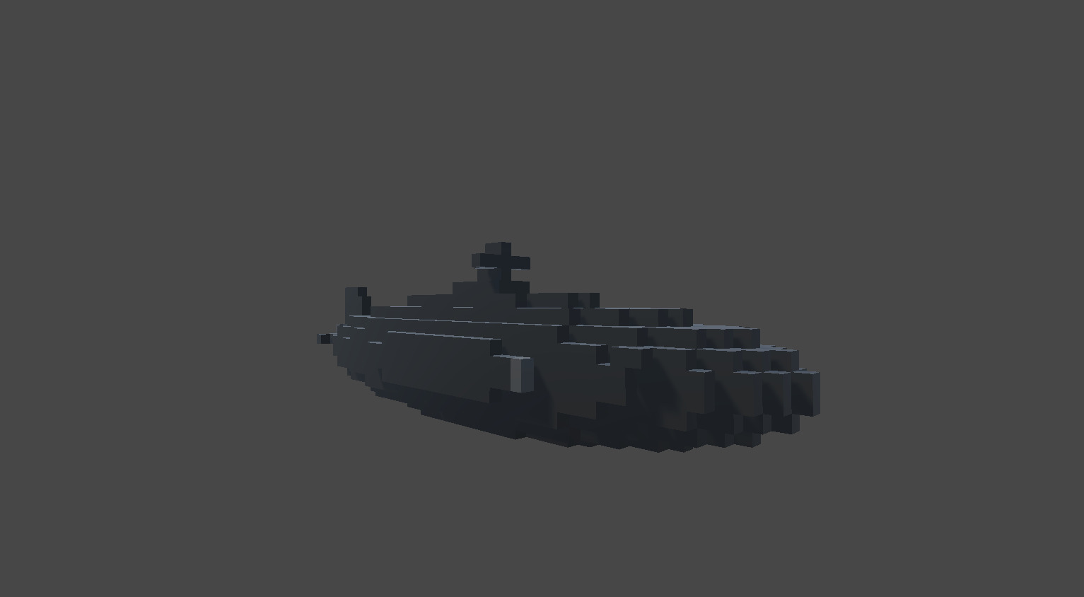 Voxel submarine Low-poly 3D model_2