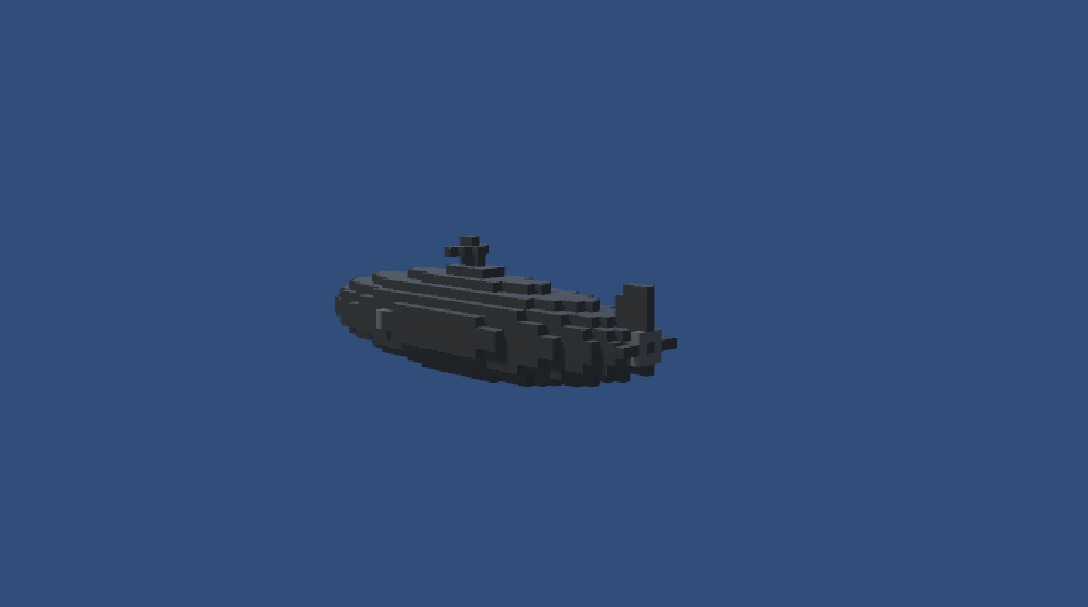 Voxel submarine Low-poly 3D model_1