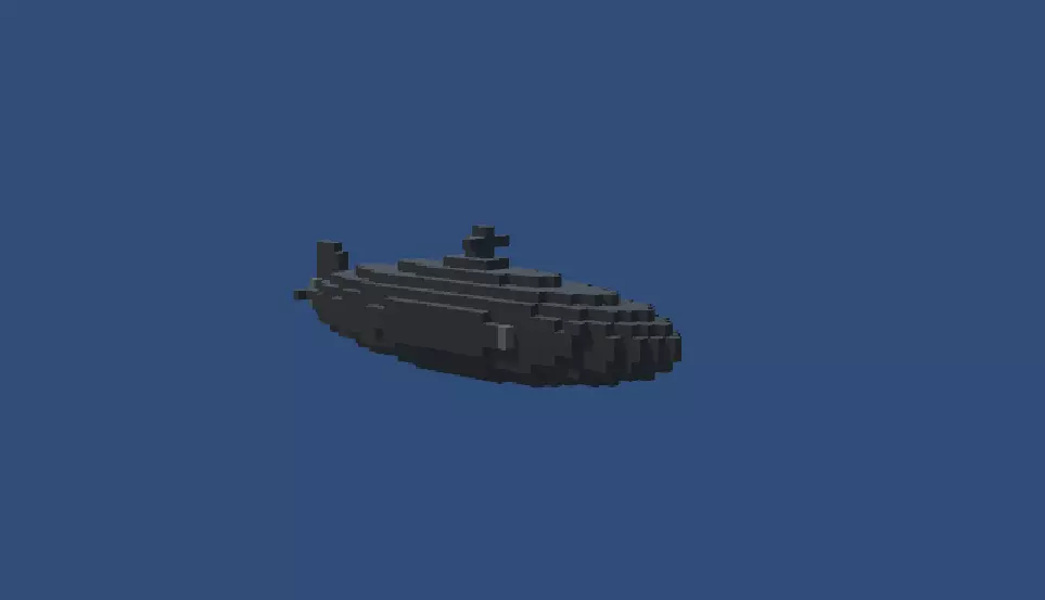Voxel submarine Low-poly 3D model_0