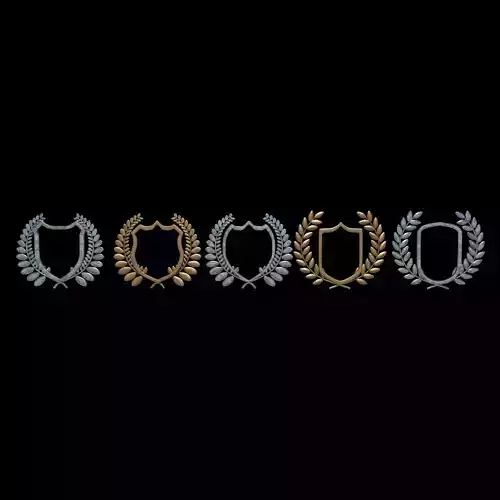 Shield Silhouette and Laurel Wreath 3D model