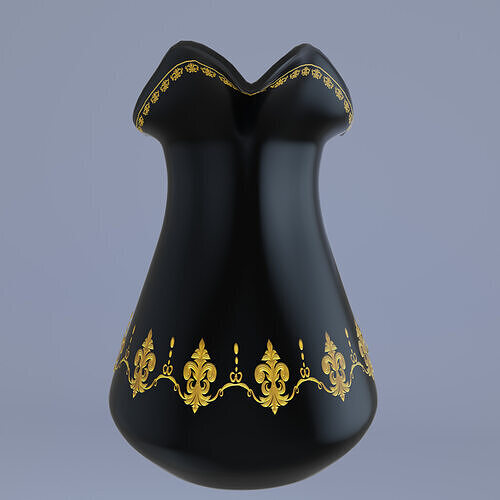Pitcher Black Glass Gold Pattern 3D print model