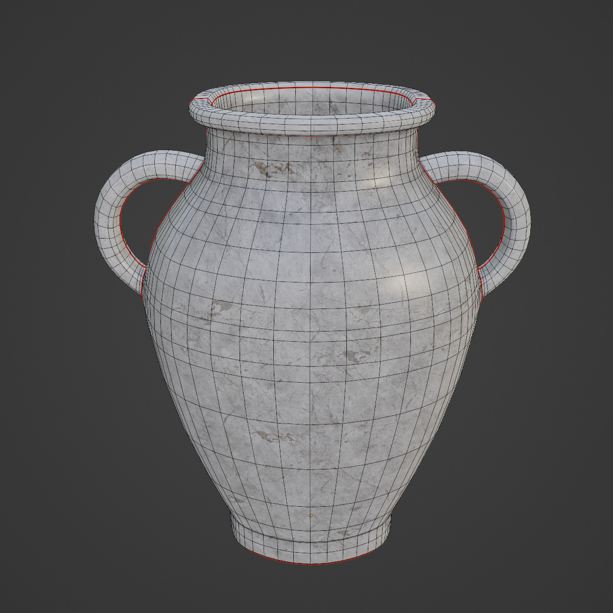 Antique Marble Garden Vase 02 Low-poly 3D model_7