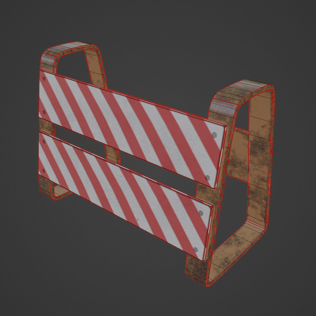 Traffic Barricade 06 Low-poly 3D model_7