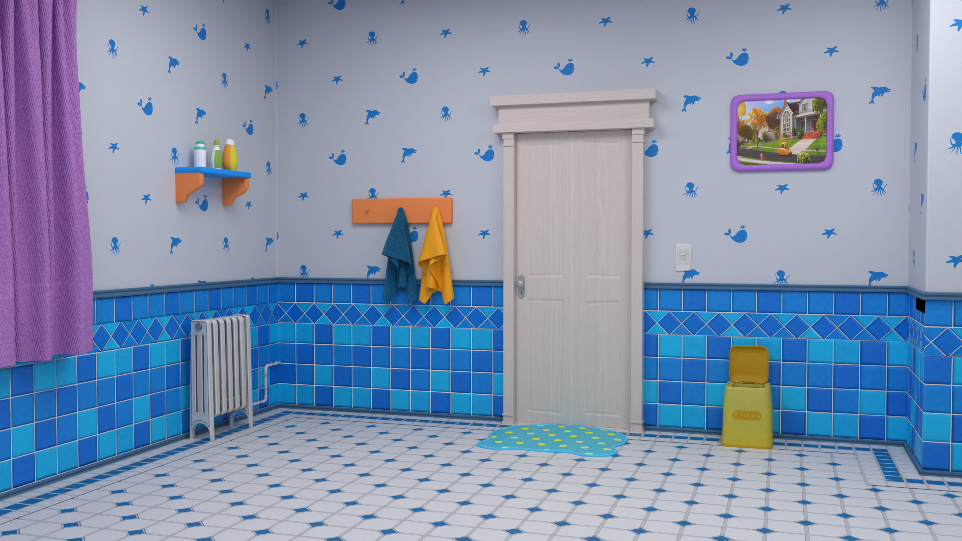 Cartoon Bathroom Low-poly 3D model_4