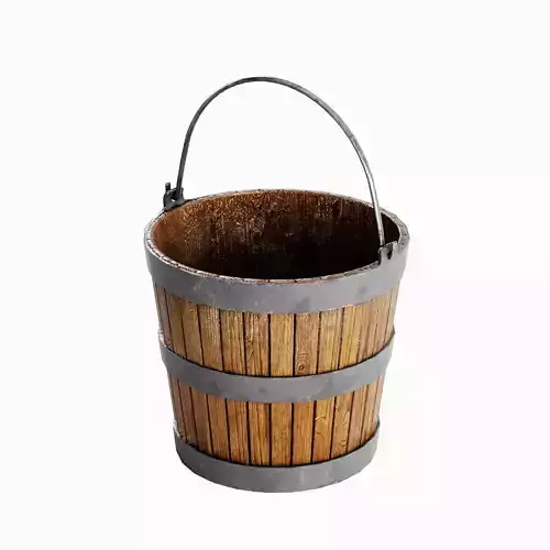 Wooden Bucket A 02 Low-poly 3D model