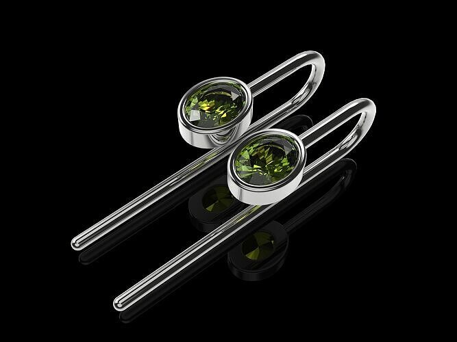 Long earrings wiht oval saphire Free 3D print model