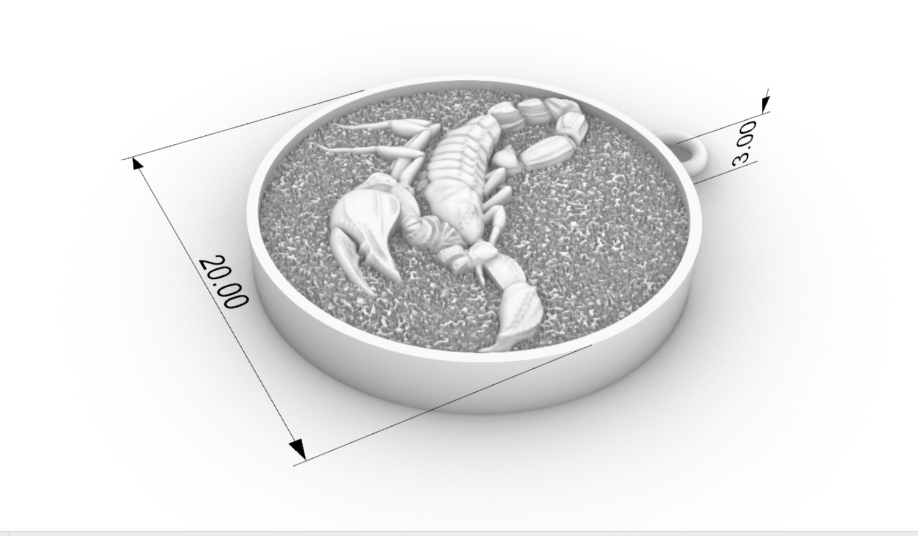 Scorpion pendant 3D print model_4