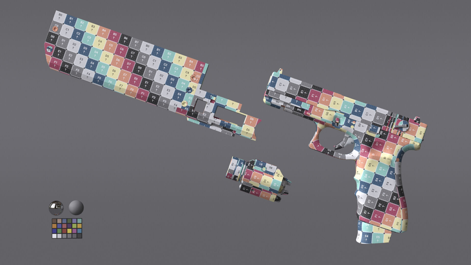 Glock 17 Pistol Gun Silencer Flashlight Attachement  3D model_22