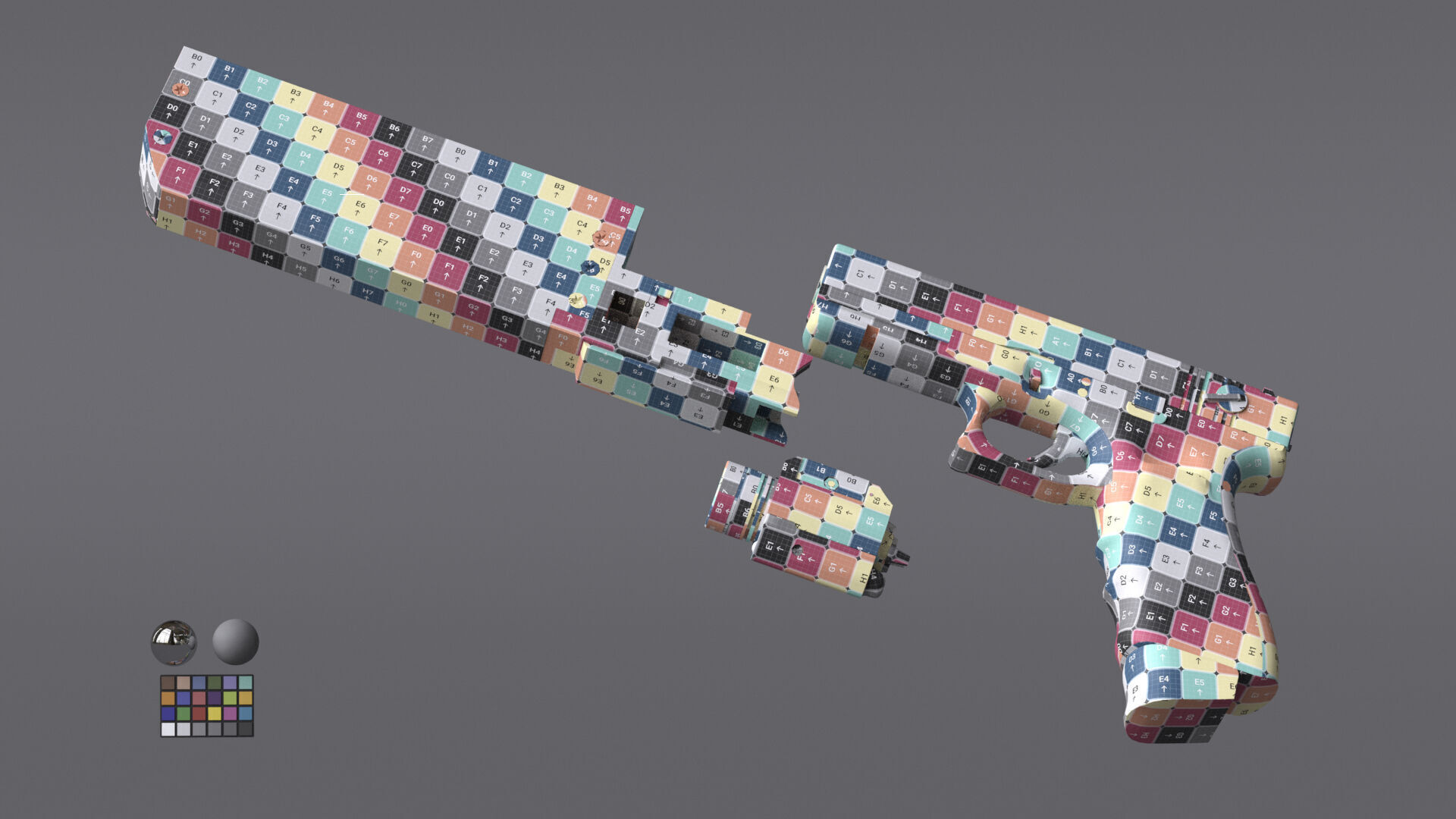 Glock 17 Pistol Gun Silencer Flashlight Attachement  3D model_31