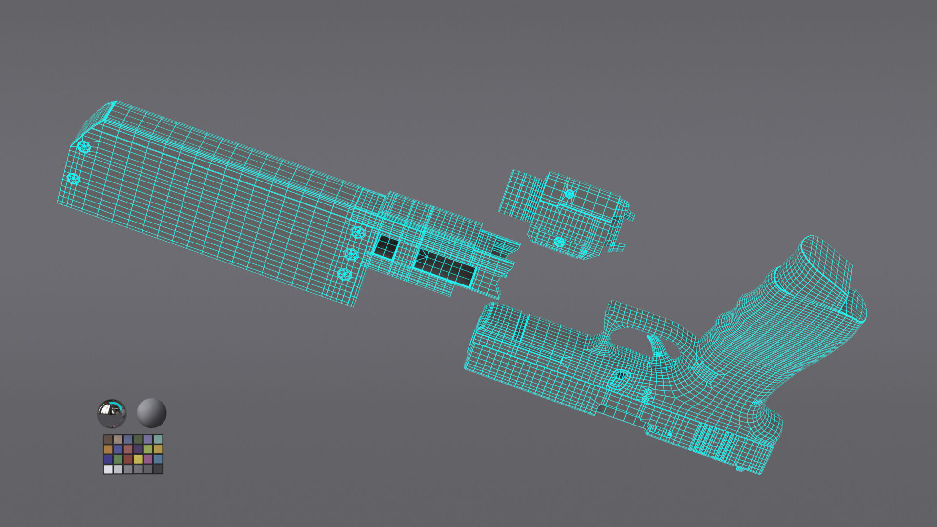 Glock 17 Pistol Gun Silencer Flashlight Attachement  3D model_18