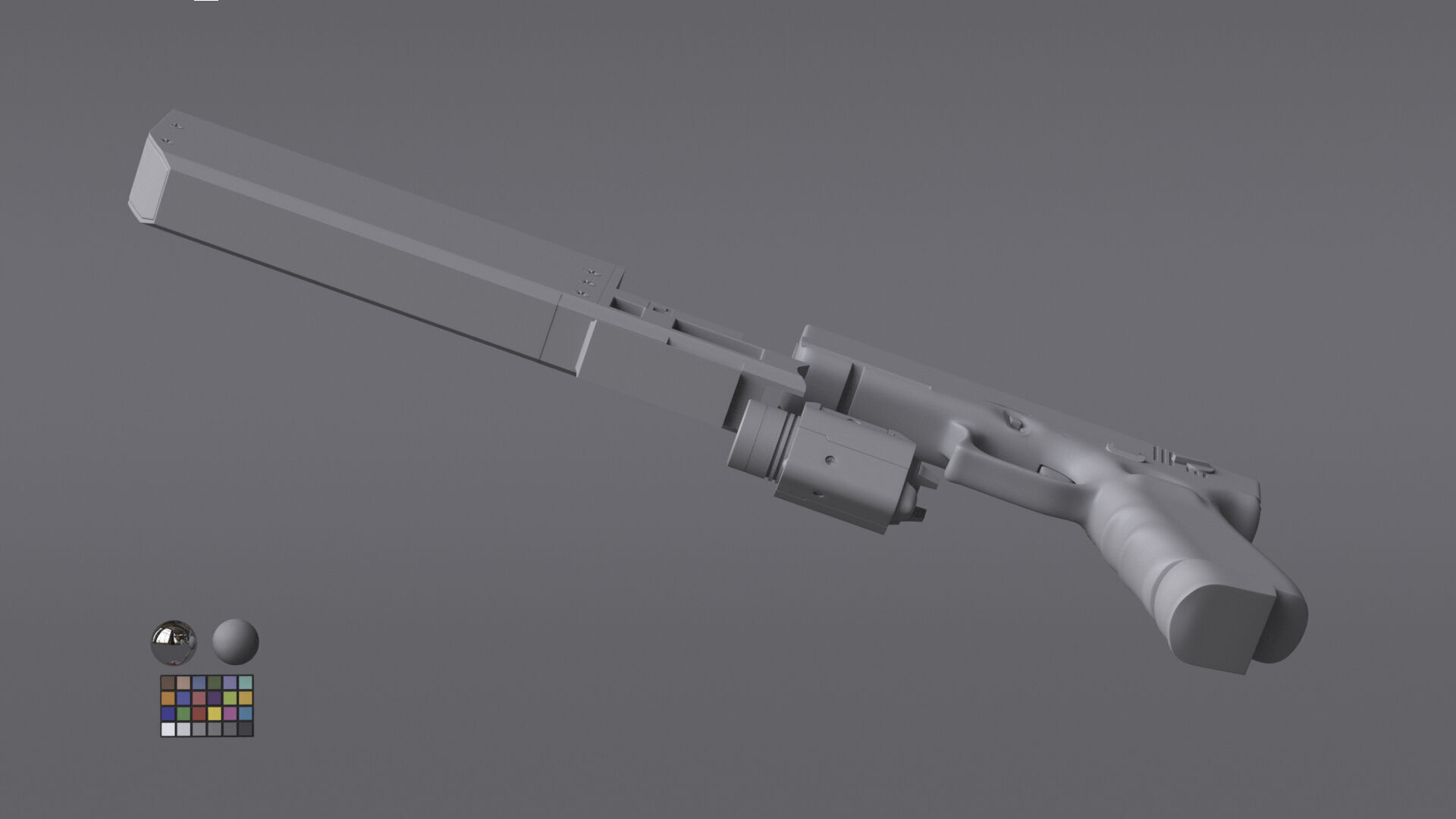 Glock 17 Pistol Gun Silencer Flashlight Attachement  3D model_11