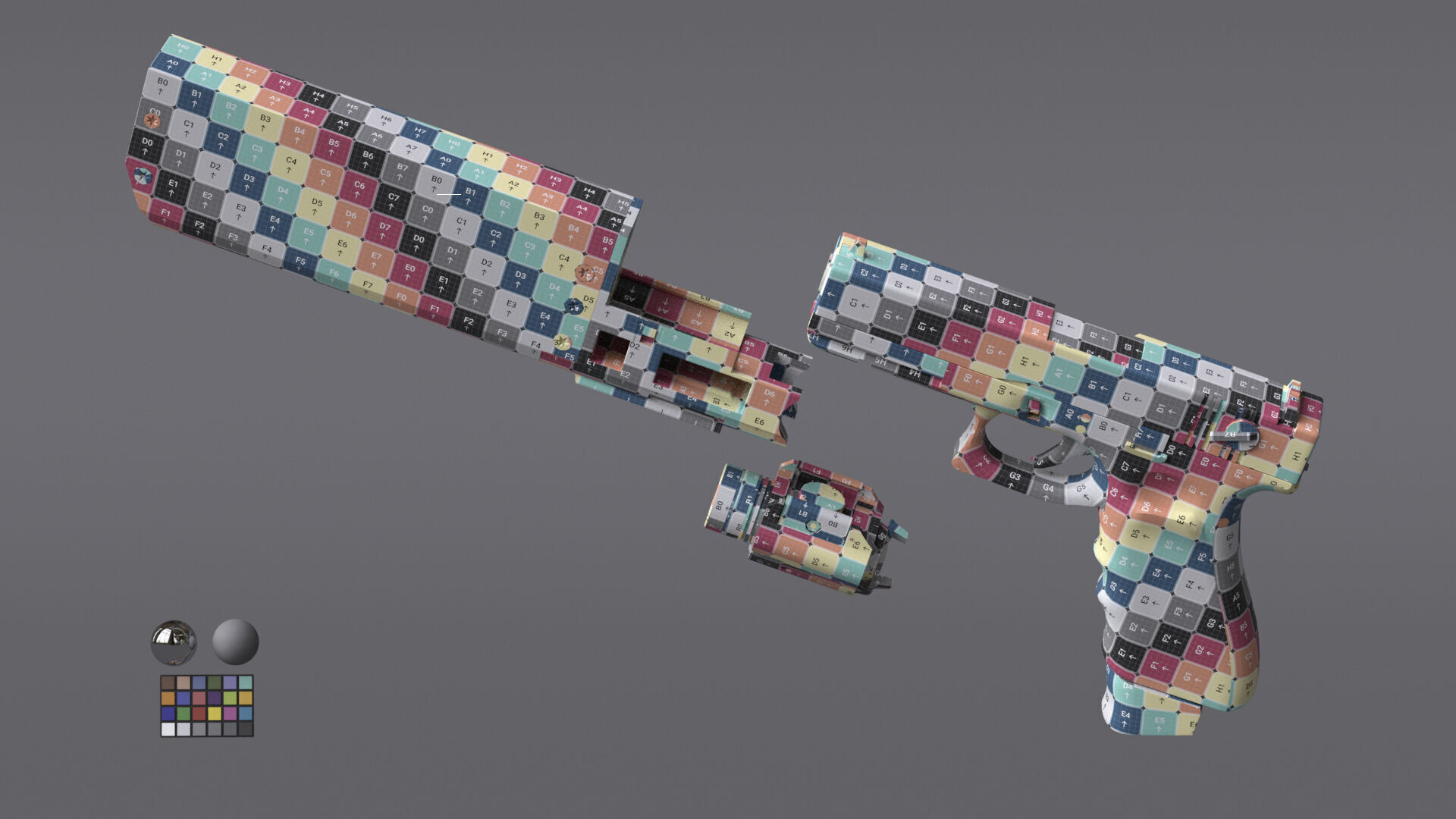 Glock 17 Pistol Gun Silencer Flashlight Attachement  3D model_23