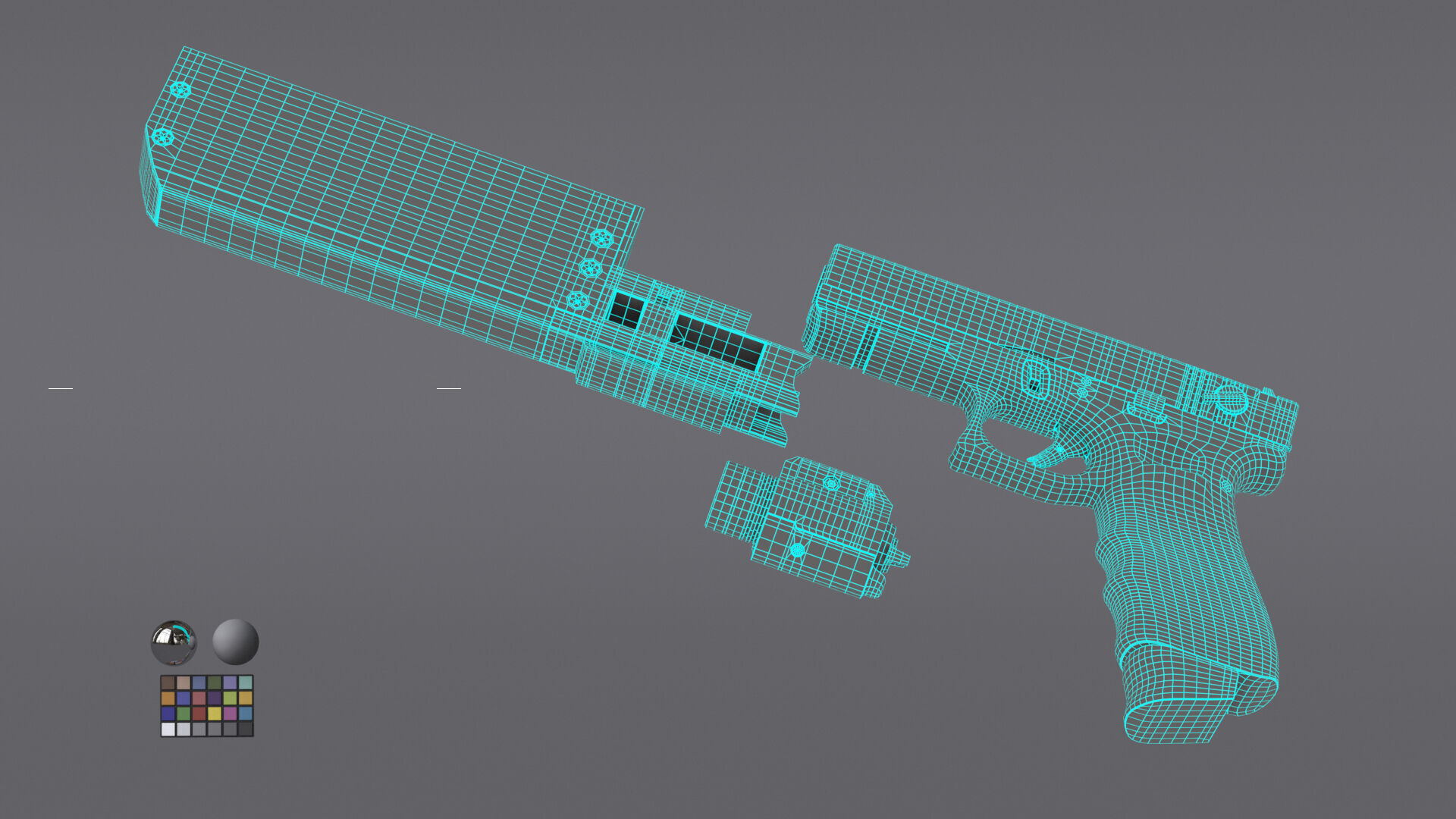 Glock 17 Pistol Gun Silencer Flashlight Attachement  3D model_21