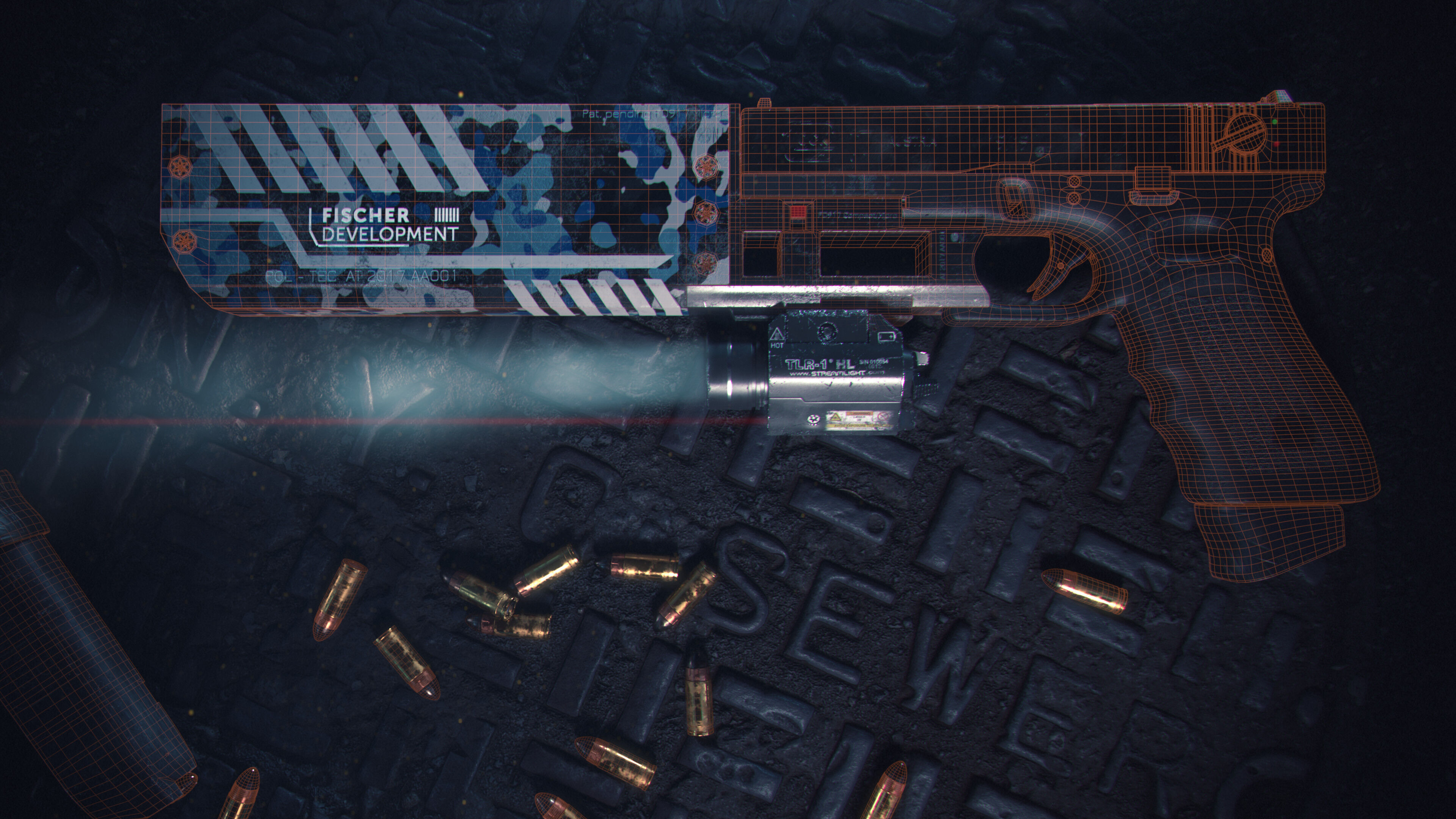 Glock 17 Pistol Gun Silencer Flashlight Attachement  3D model_2