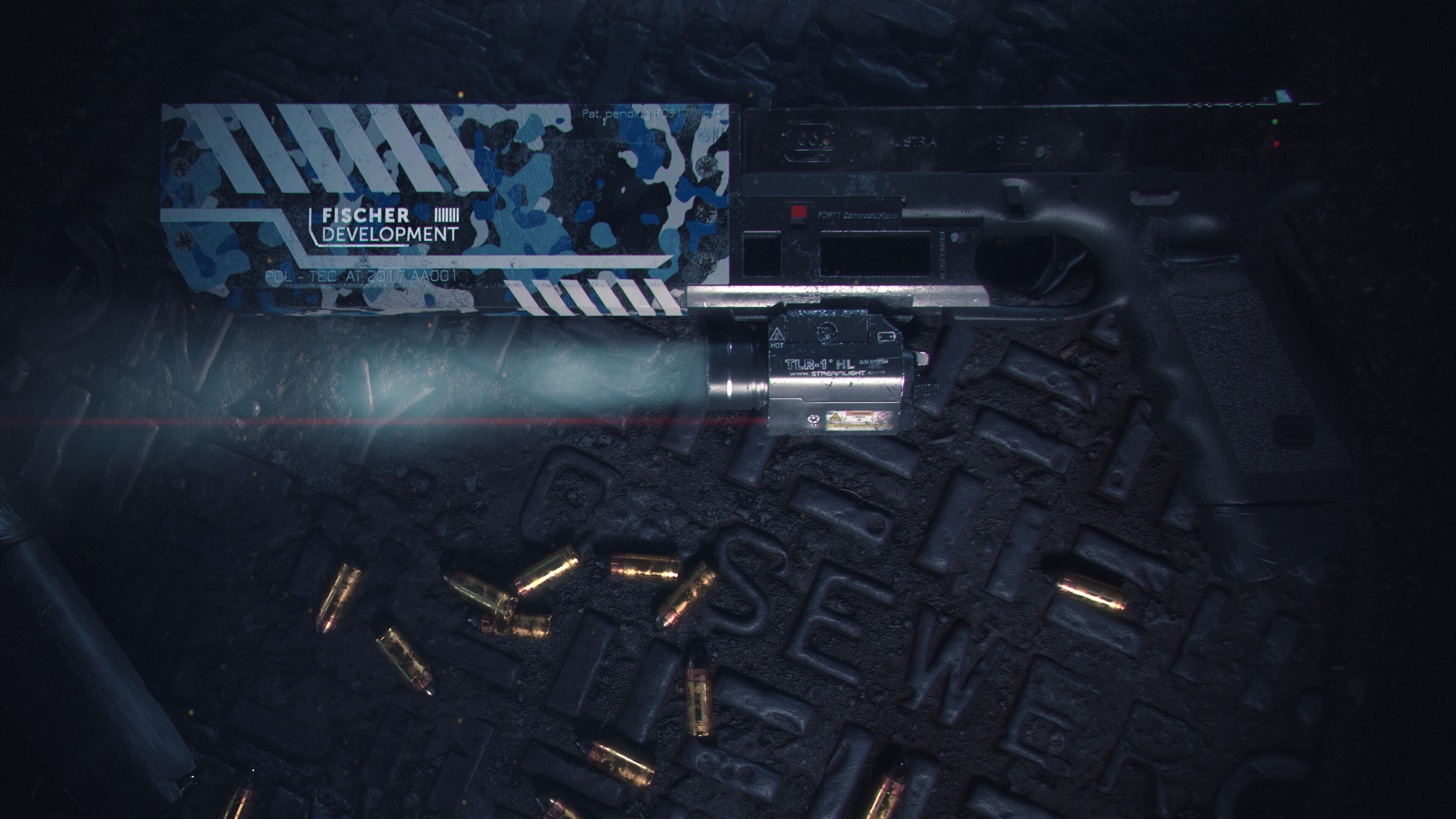 Glock 17 Pistol Gun Silencer Flashlight Attachement  3D model_1