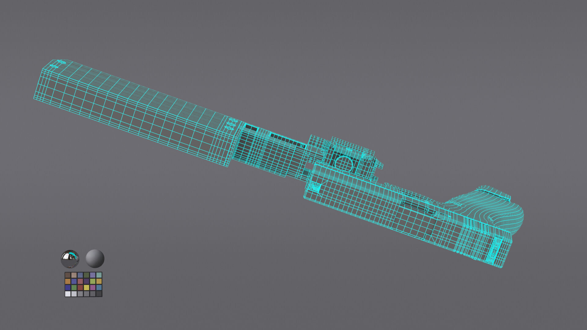 Glock 17 Pistol Gun Silencer Flashlight Attachement  3D model_15