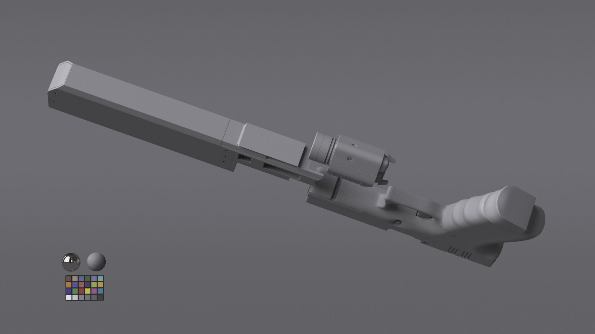 Glock 17 Pistol Gun Silencer Flashlight Attachement  3D model_10