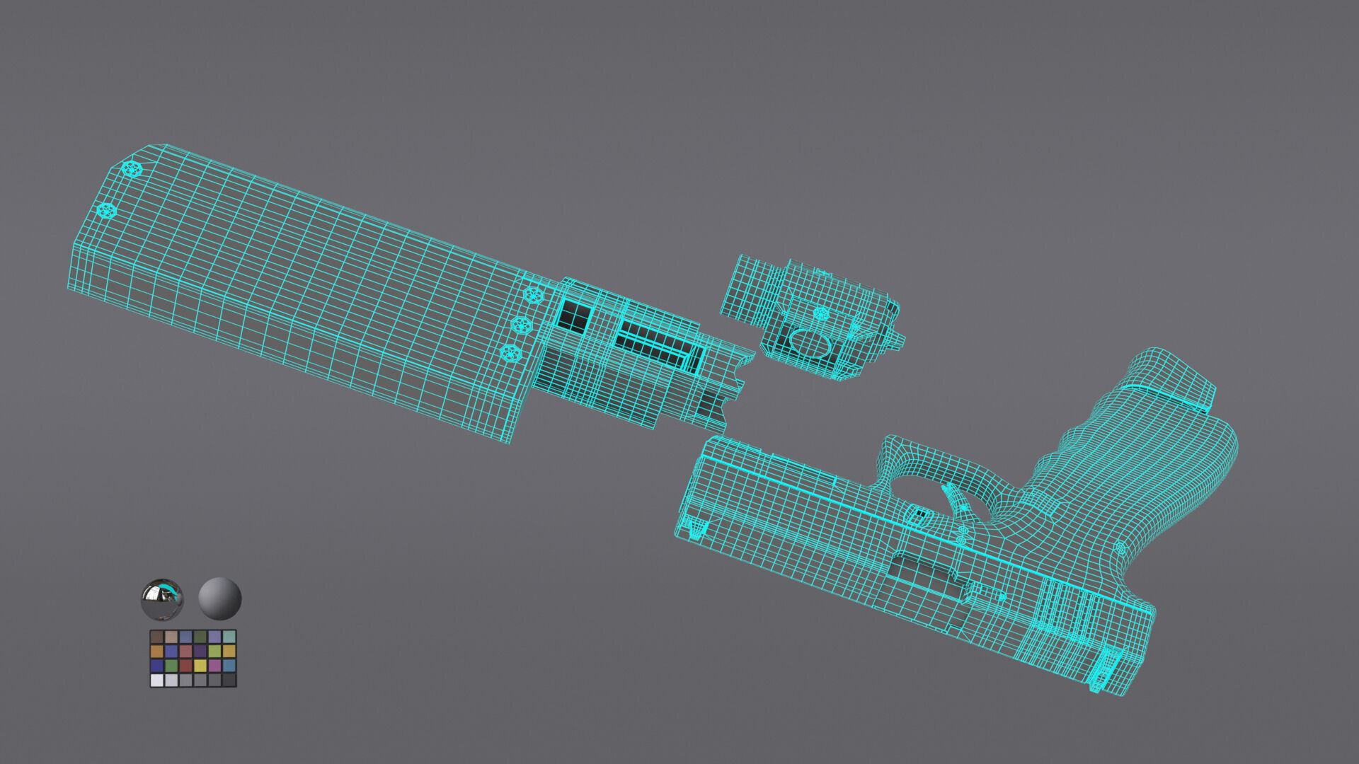 Glock 17 Pistol Gun Silencer Flashlight Attachement  3D model_16