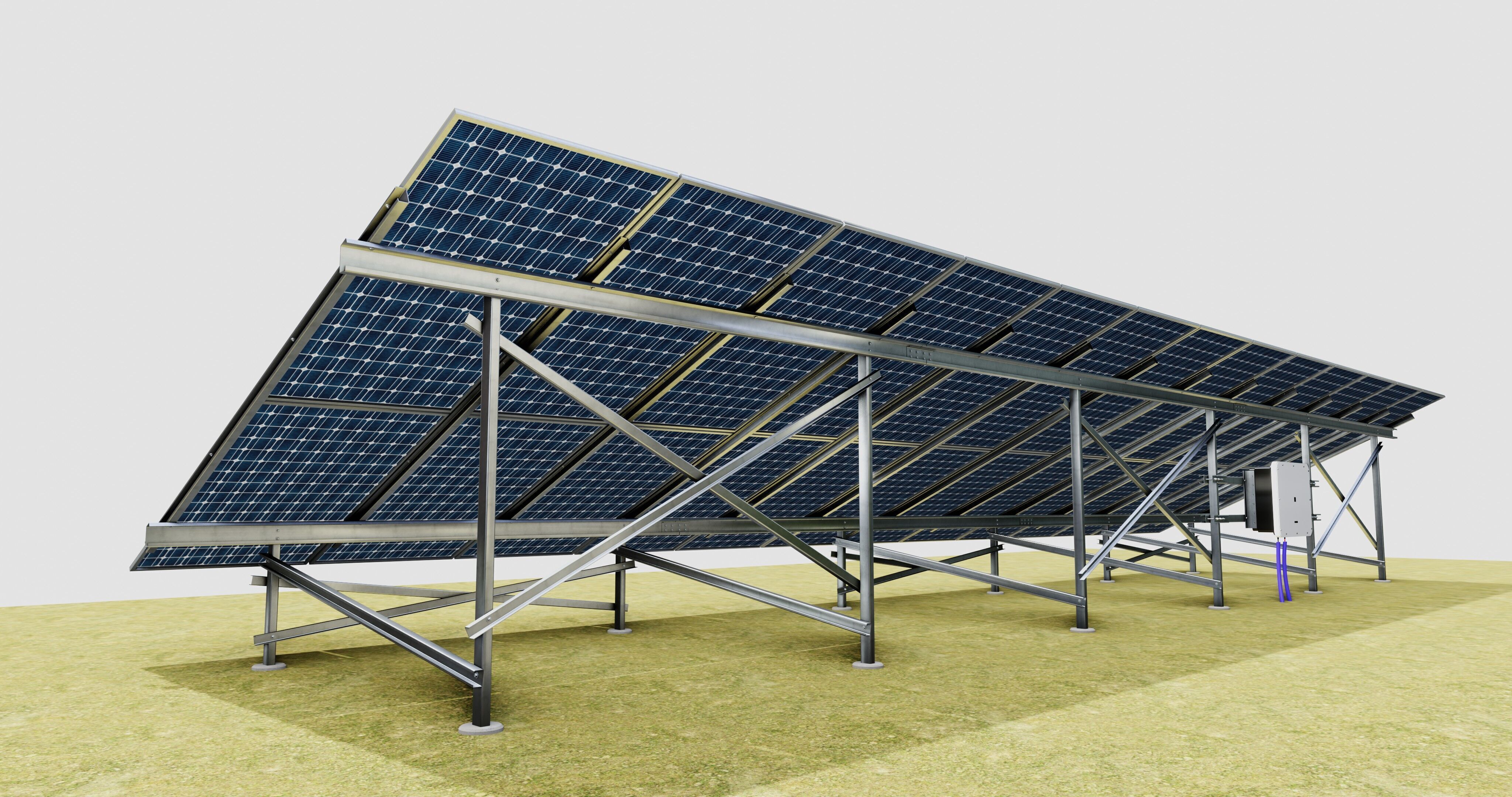 Solar Energy Construction 2x13 Table Vertical Purlin 3D model_24