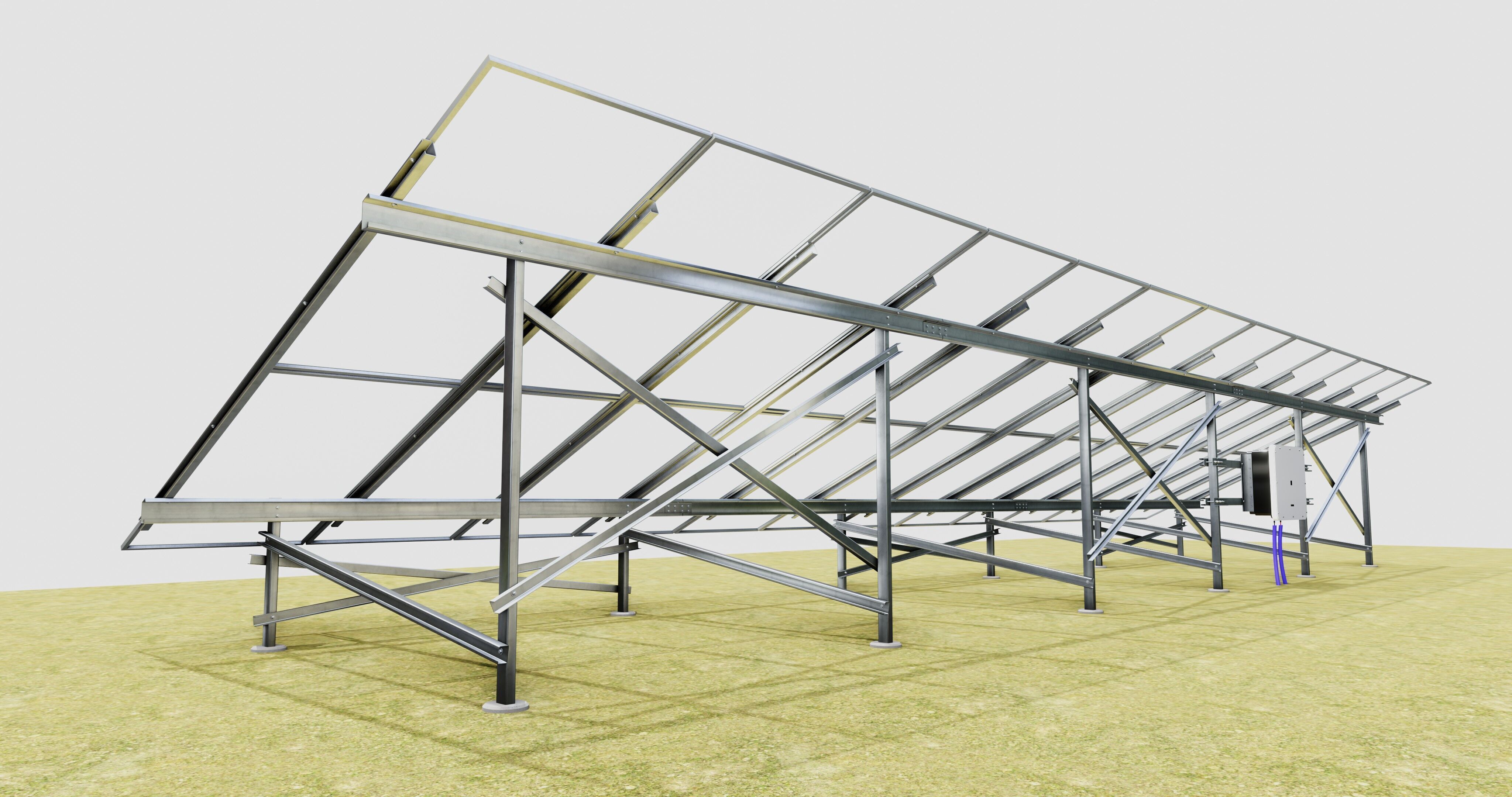 Solar Energy Construction 2x13 Table Vertical Purlin 3D model_21