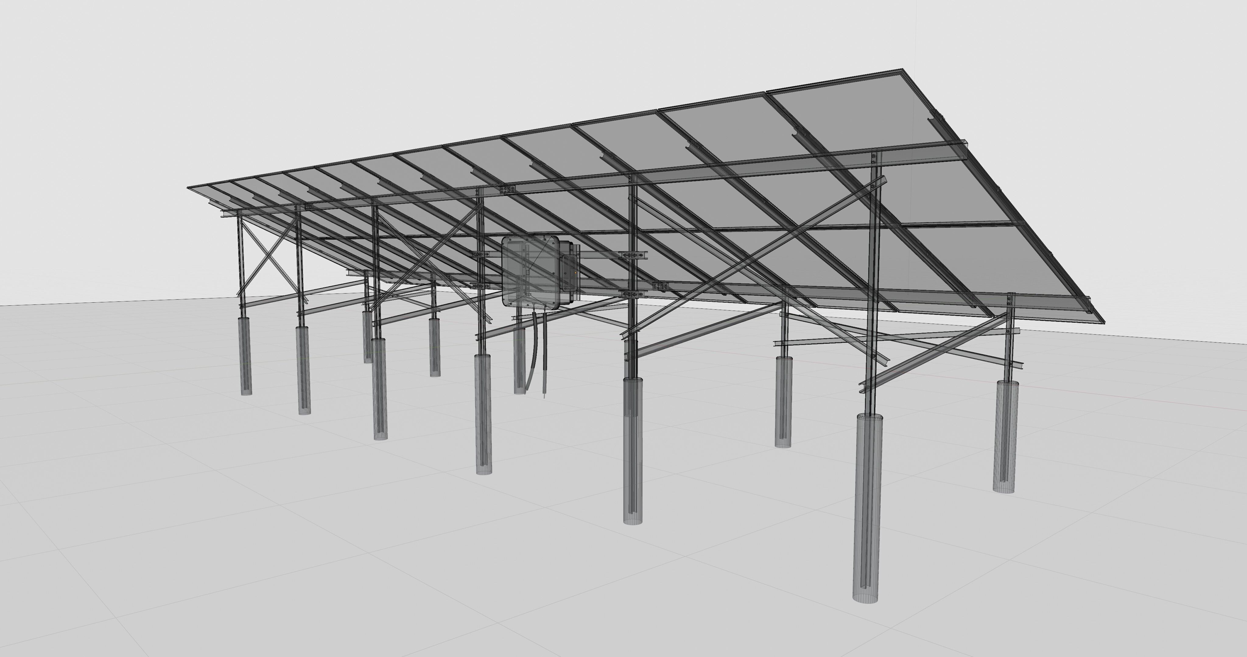 Solar Energy Construction 2x13 Table Vertical Purlin 3D model_34