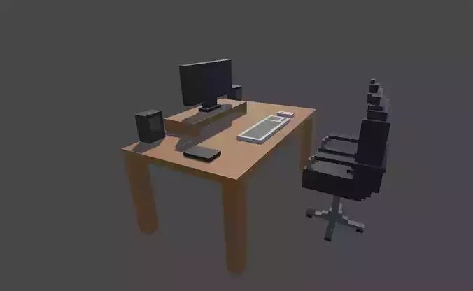 Voxel Work Desk Scene - 3D Model