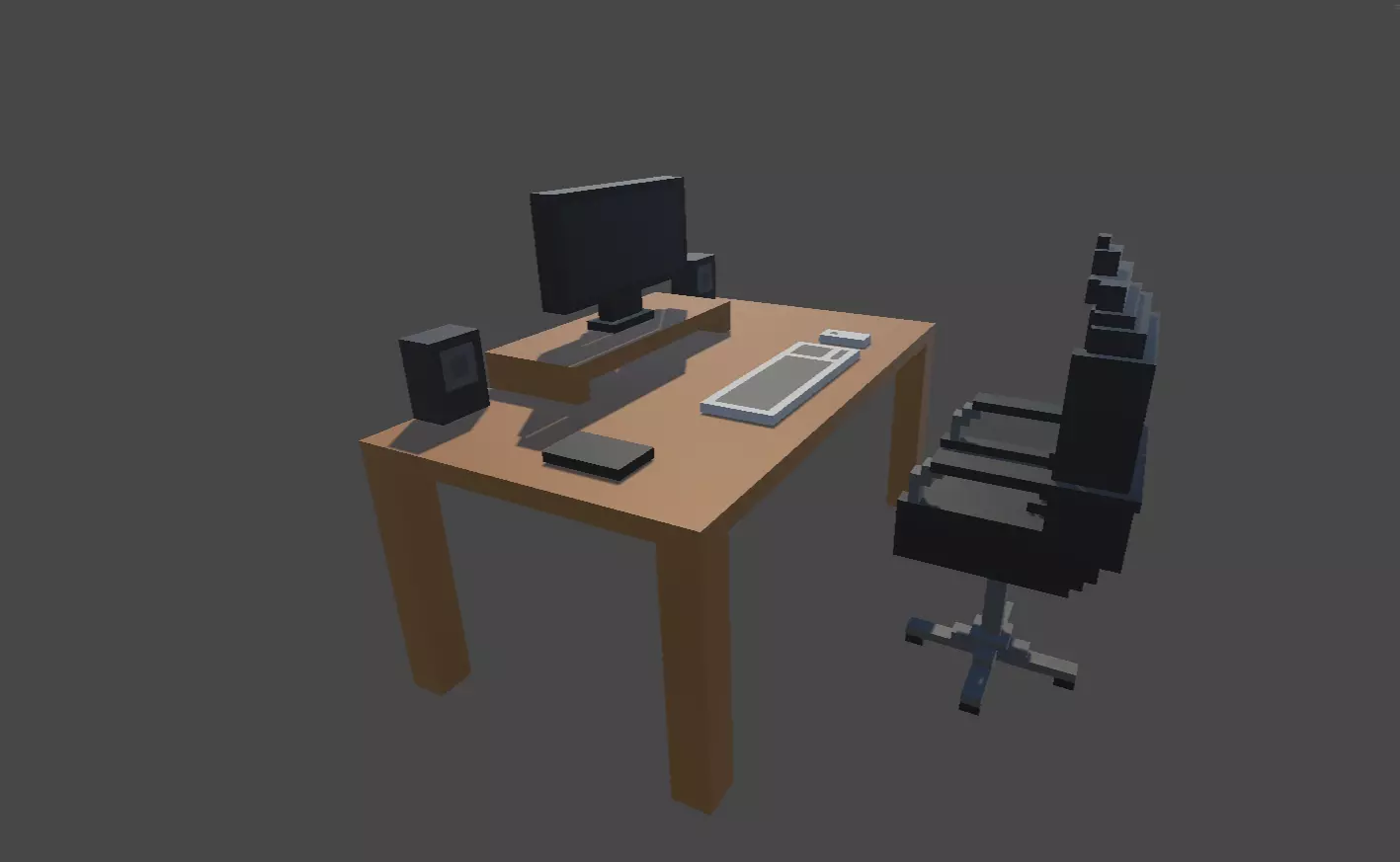 Voxel Work Desk Scene - 3D Model Low-poly 3D model_0