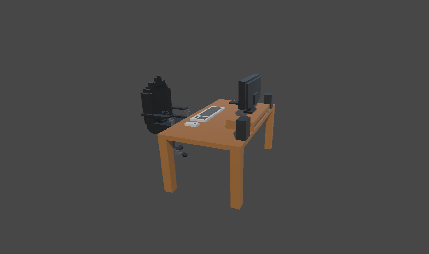 Voxel Work Desk Scene - 3D Model Low-poly 3D model_2