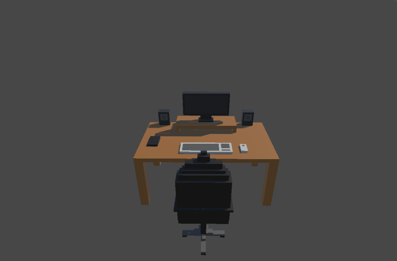 Voxel Work Desk Scene - 3D Model Low-poly 3D model_1