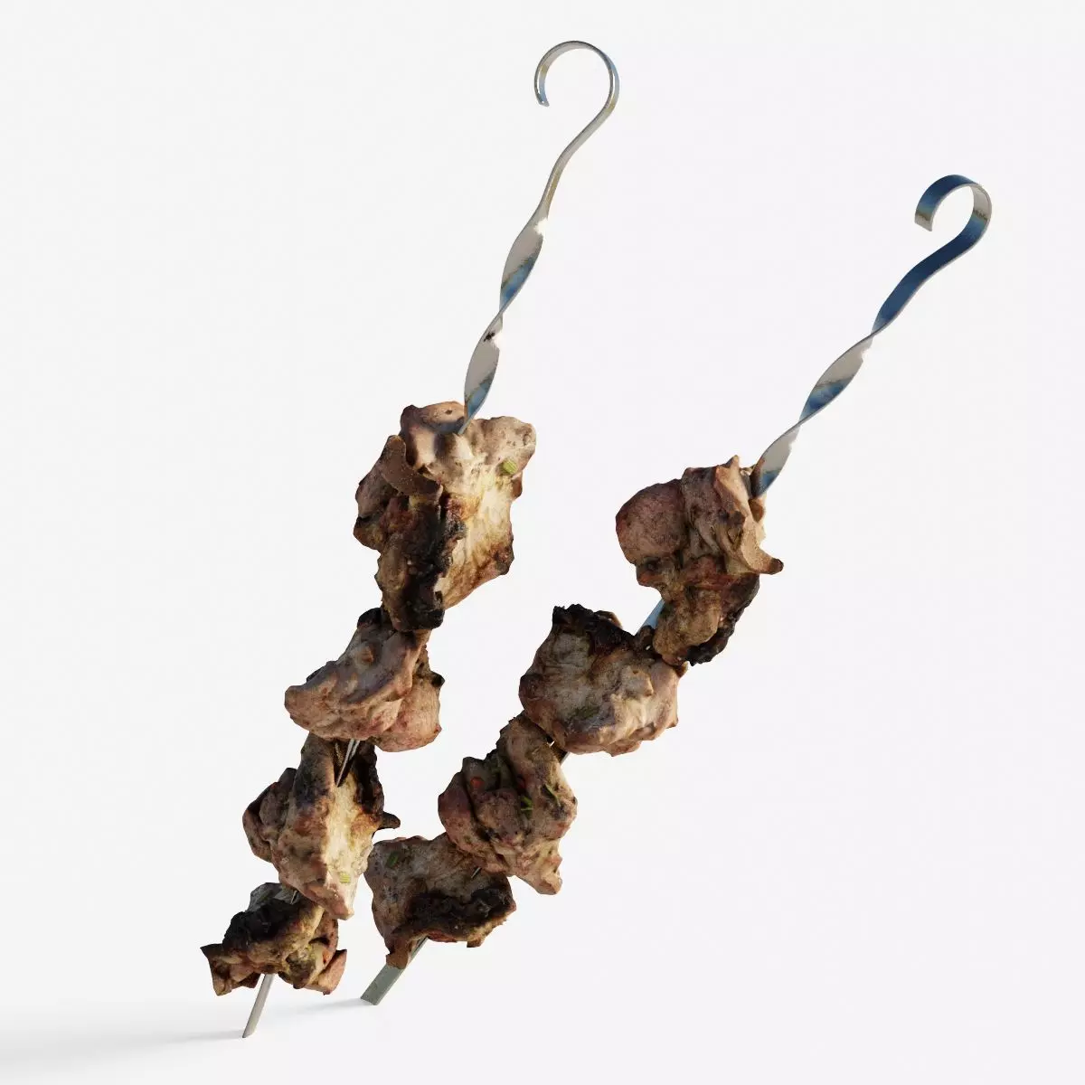 Scanned shashlik BBQ Meat on stick Low-poly 3D model