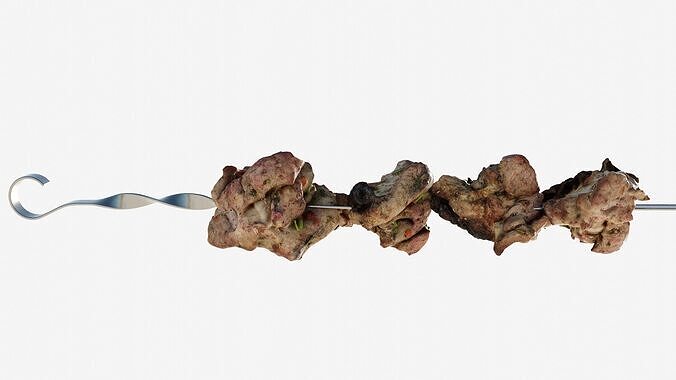 Scanned shashlik BBQ Meat on stick Low-poly 3D model 4