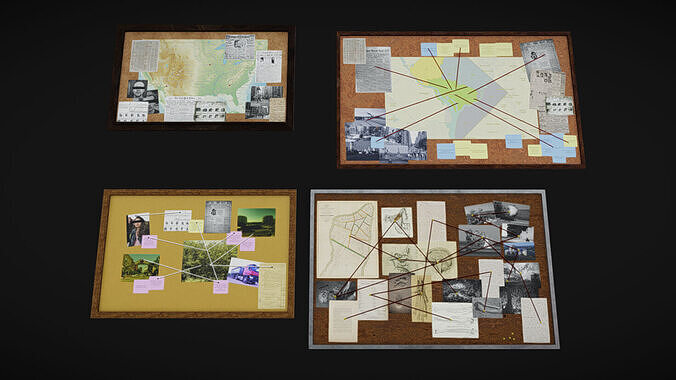 Bulletin Board 02 Low-poly 3D model