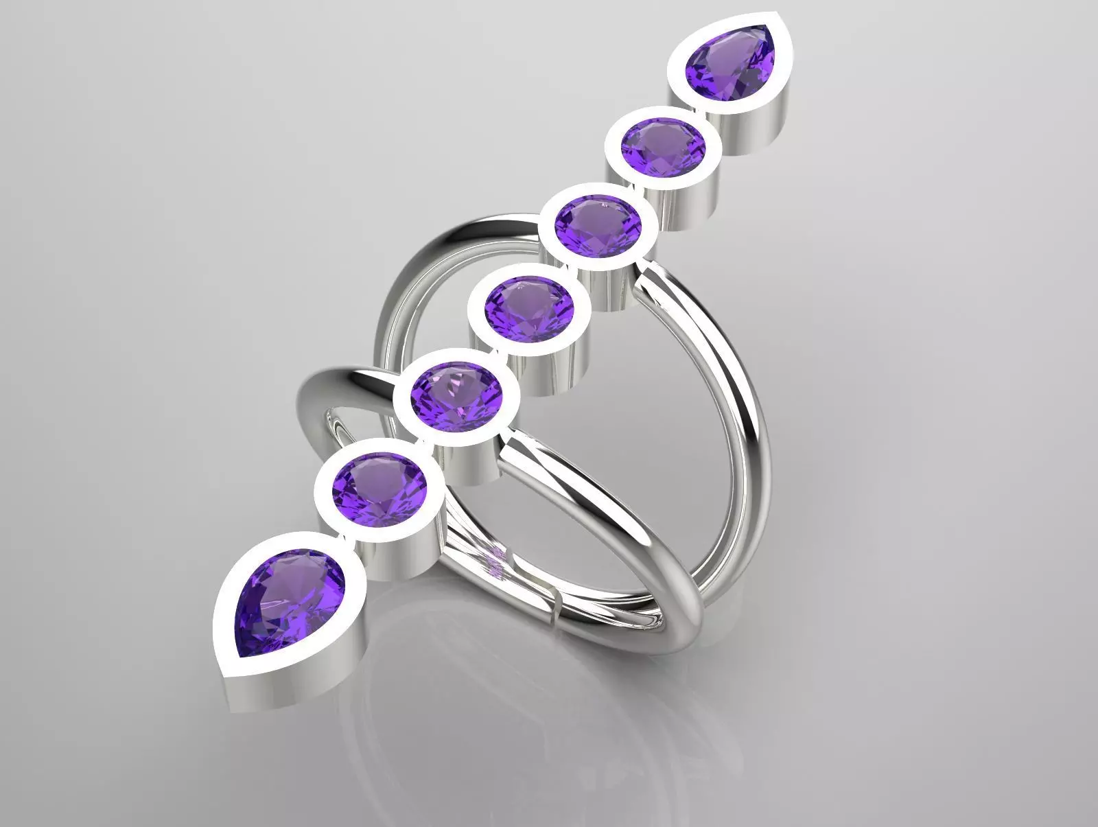 White gold ring with sapphire model jr00124 3D print model