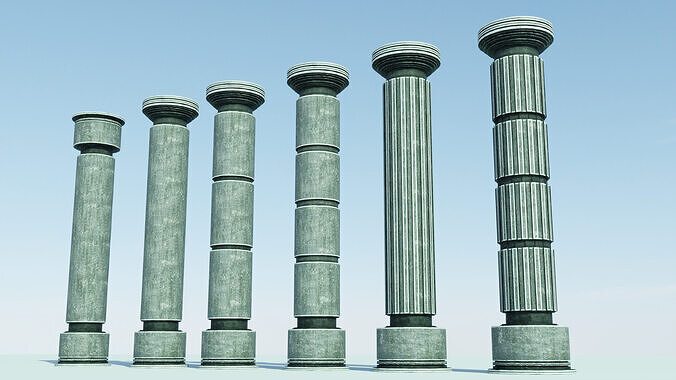 Classical Ancient Fantasy Columns Low-poly 3D model Free low-poly 3D model